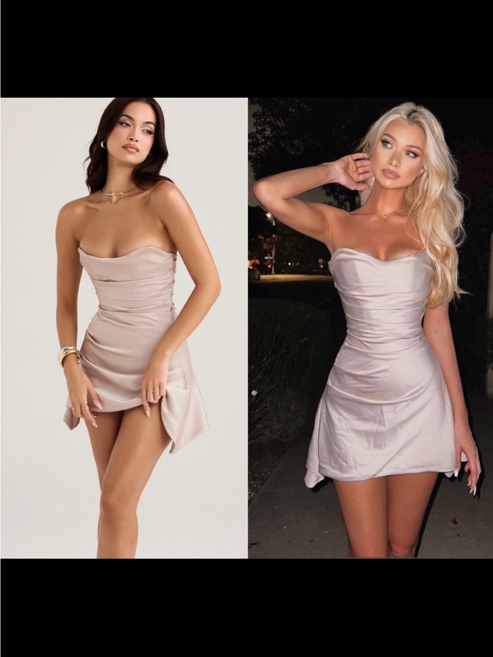 House of CB nude Strapless Asymmetric Mini Dress M